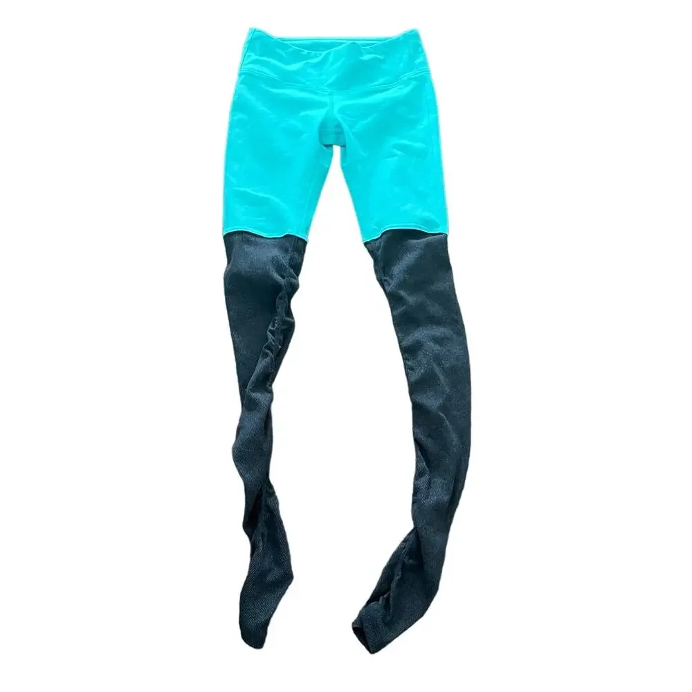 ALO Yoga Goddess Ribbed Leggings Mint/Light Turquoise & Gray size XS